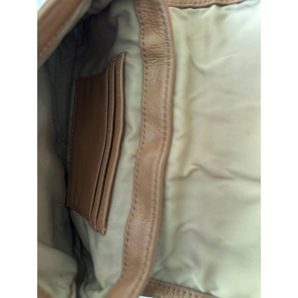 Tory Burch Reva Mini Crossbody Bag Brown Pebbled Leather Gold Logo Tan - Picture 6 of 6